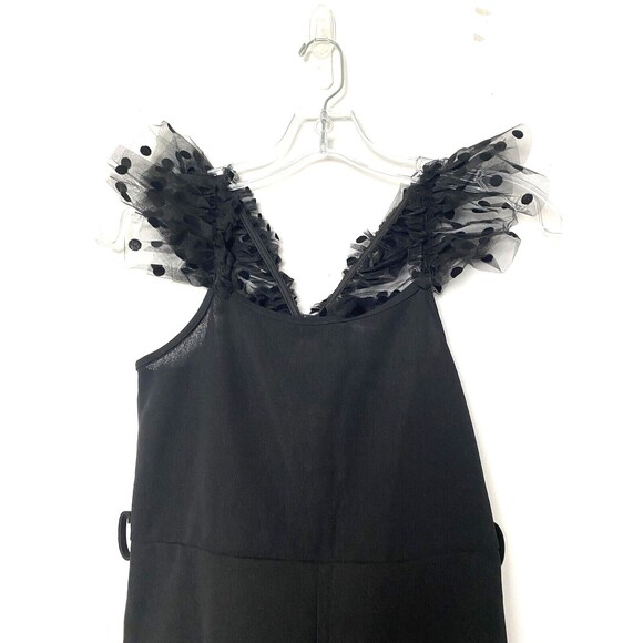 WDIRARA Girl's Jumpsuit Black Bootcut Flare Mesh Polka Dots Size 10 Years Old - Picture 11 of 14